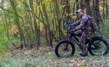 Hunter stealthily riding an eBike